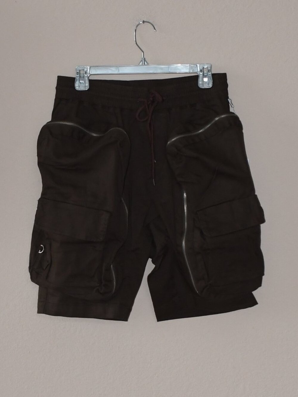 Mnml Men's Brown Utility Cargo Pocket Elastic Waistband Streetwear Shorts Sz XS